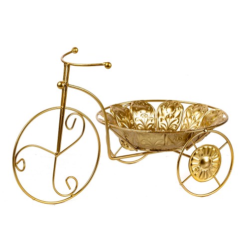 Подставка для цветов Велосипед золотого цвета 37х20 см