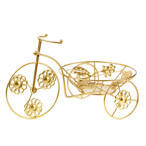 Подставка для цветов Велосипед золотого цвета 32х20 см